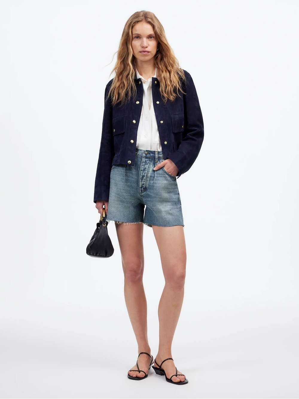 NWOT Madewell Pleated Low-Slung Denim Shorts Size 27